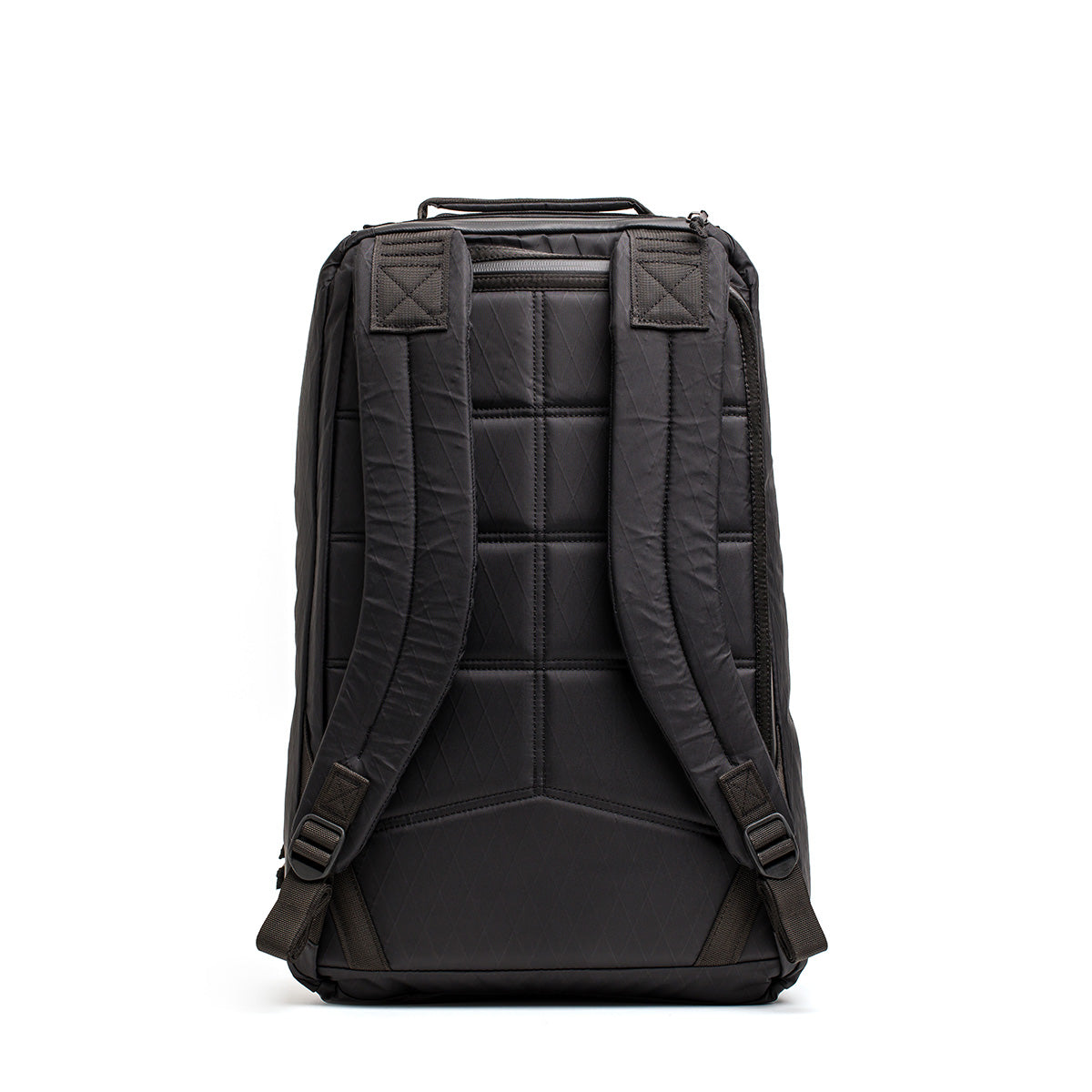 The GR1 USA - X-PAC is a black backpack featuring AquaGuard zippers, X-PAC material, padded straps, and a back panel for comfort while standing upright.