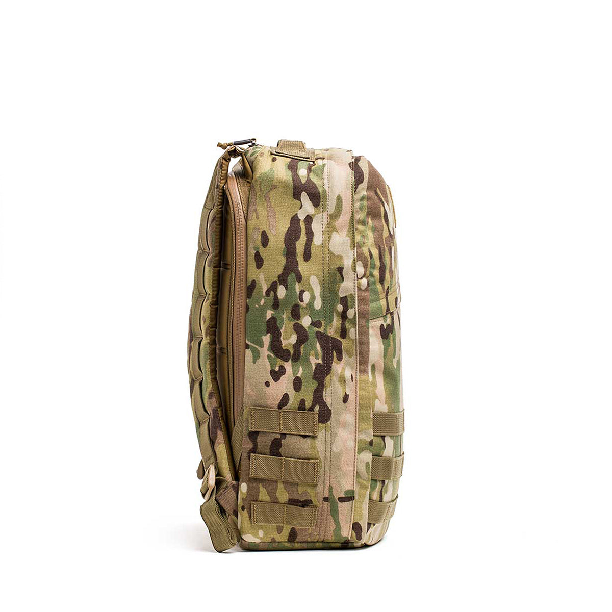 Side view of a camouflaged GR1 USA - Cordura (The Original Ruck) in Special Forces style against a white background.