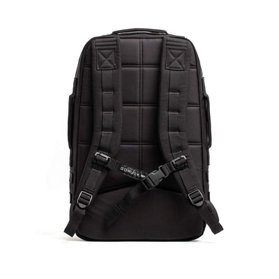 The GORUCK Rucker 4.0 backpack in black boasts padded straps and a back panel, making it ideal for enthusiasts of rucking adventures.