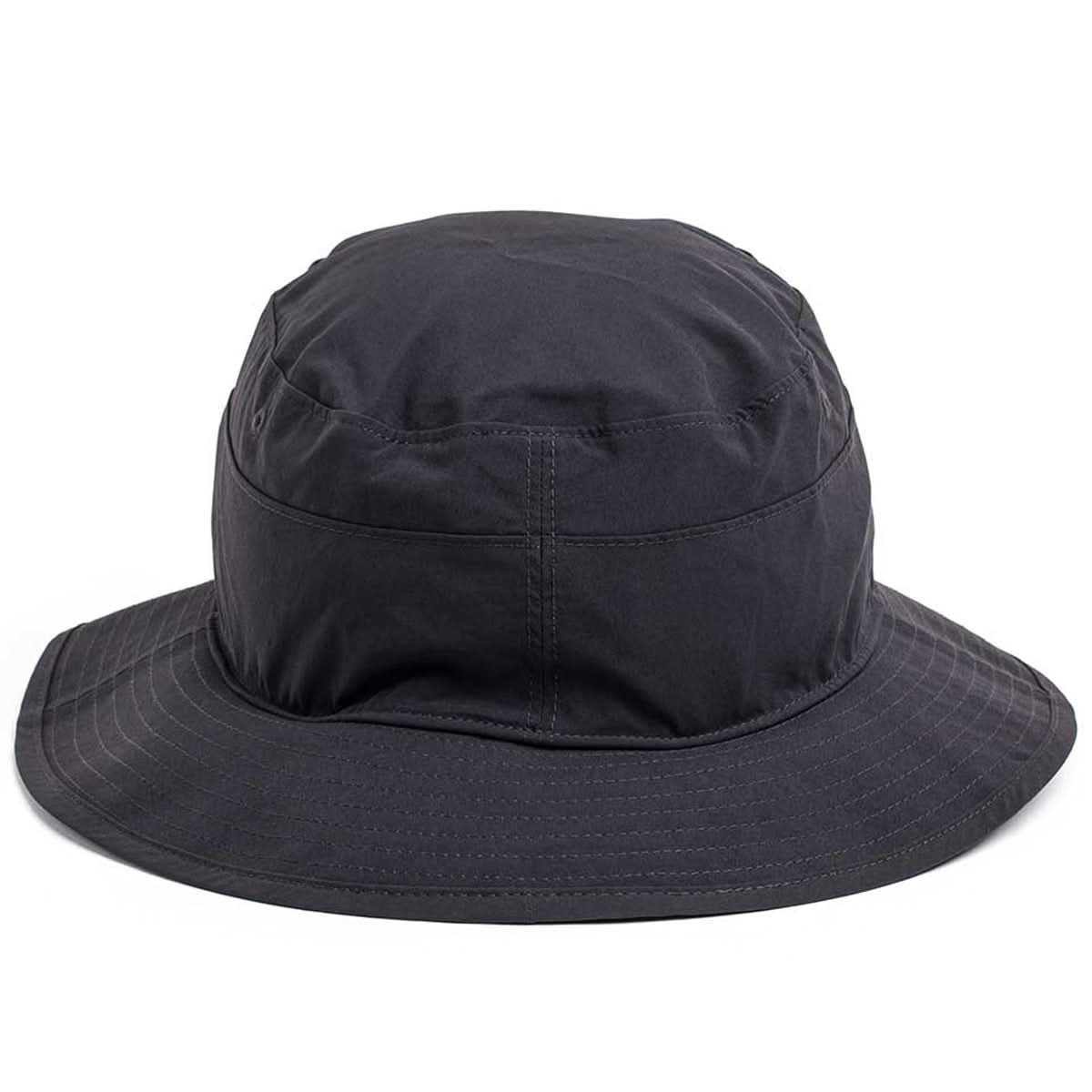 The Boonie Hat - Slick - ToughDry is a black hat made from ToughDry® fabric, offering a wide brim and visible stitching for excellent protection from the elements.