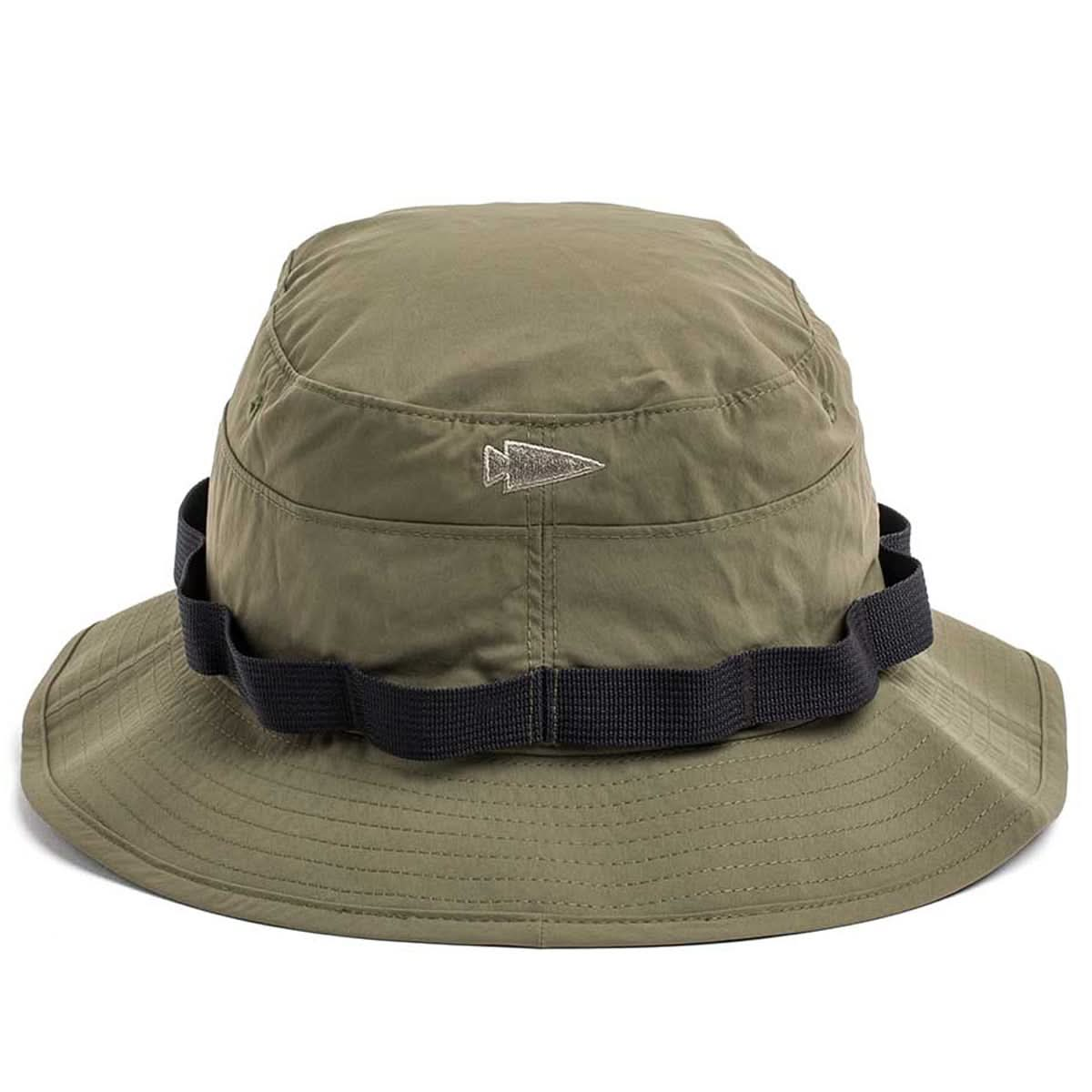 The Boonie Hat - Tactical - ToughDry is a green bucket hat with a black band and arrow logo on the front, made from ToughDry® fabric, shown against a white background.