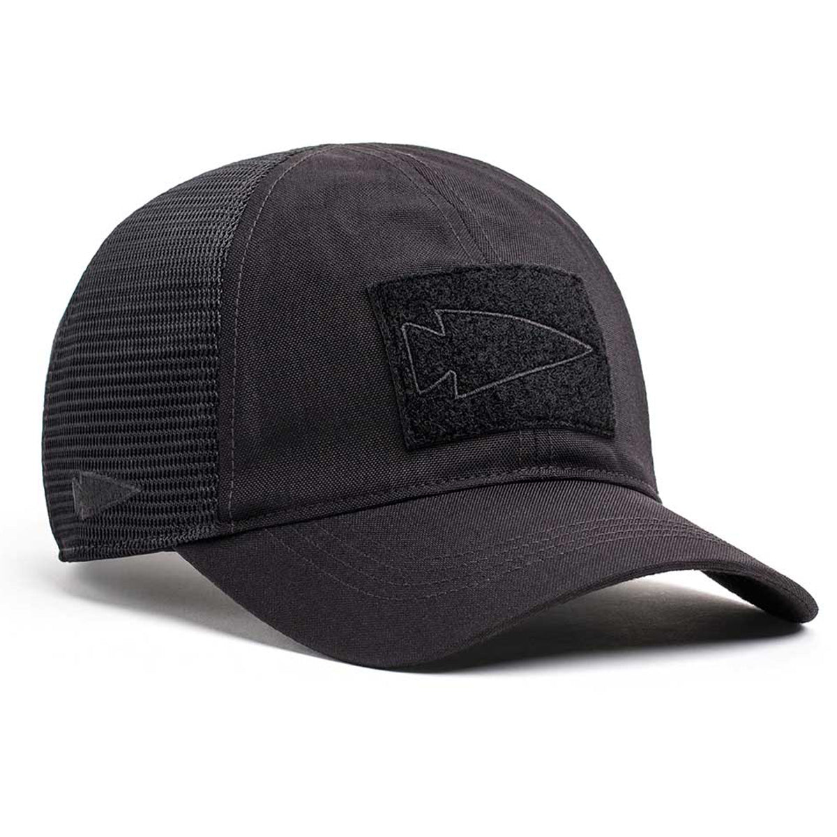 The Cadre Hat - CORDURA® by GORUCK is designed with dark mesh-back, an arrowhead patch, and durable 500D CORDURA® mesh panels. It combines resilience and style, reflecting the ruggedness of Special Forces attire.