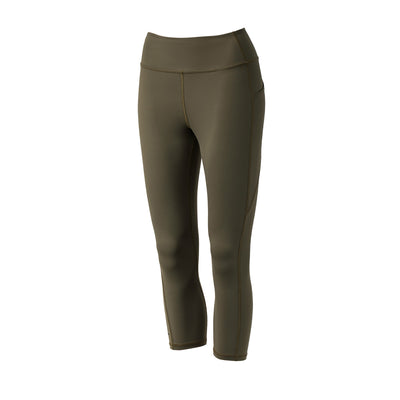 White Background Women's Cropped Training Leggings Pocket Ranger Green