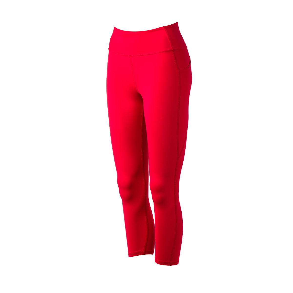 White Background Women's Cropped Training Leggings Pocket High-Risk Red