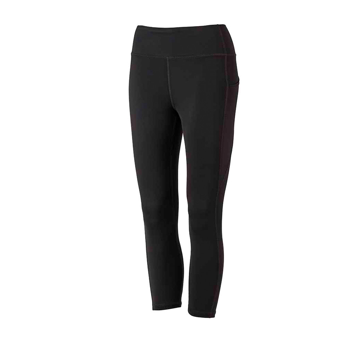 White Background Women's Cropped Training Leggings Pocket Black