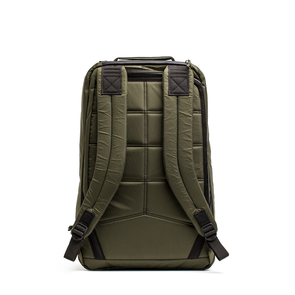 The GR1 USA - X-PAC backpack features padded straps, black accents, and a waterproof design, shown from the back.