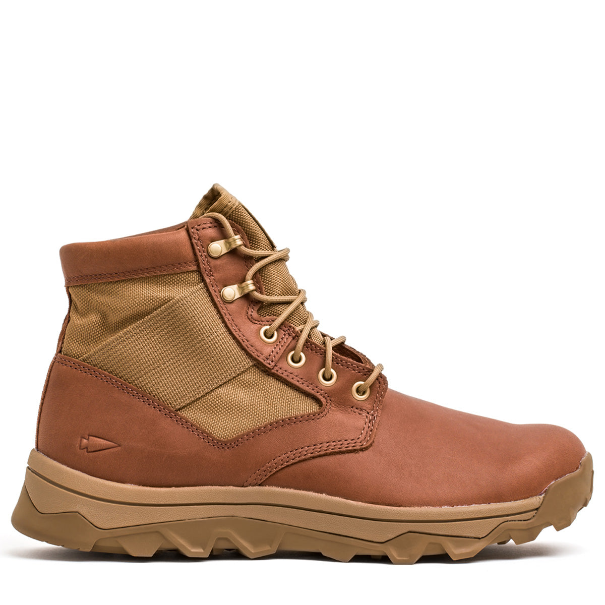 The MACV-2 - Mid Top - Briar + Coyote hiking boot showcases a durable design with a rugged sole and laces, featuring an aggressive triple compound outsole ideal for jungle terrains.