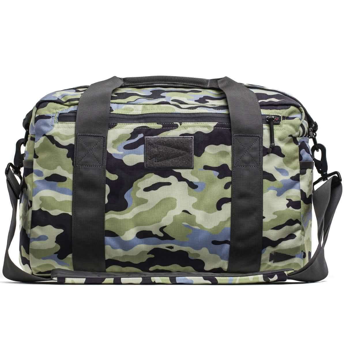 Kit Bag (Includes Shoulder Strap): Camouflage-patterned duffel with black straps, designed for flight operations.