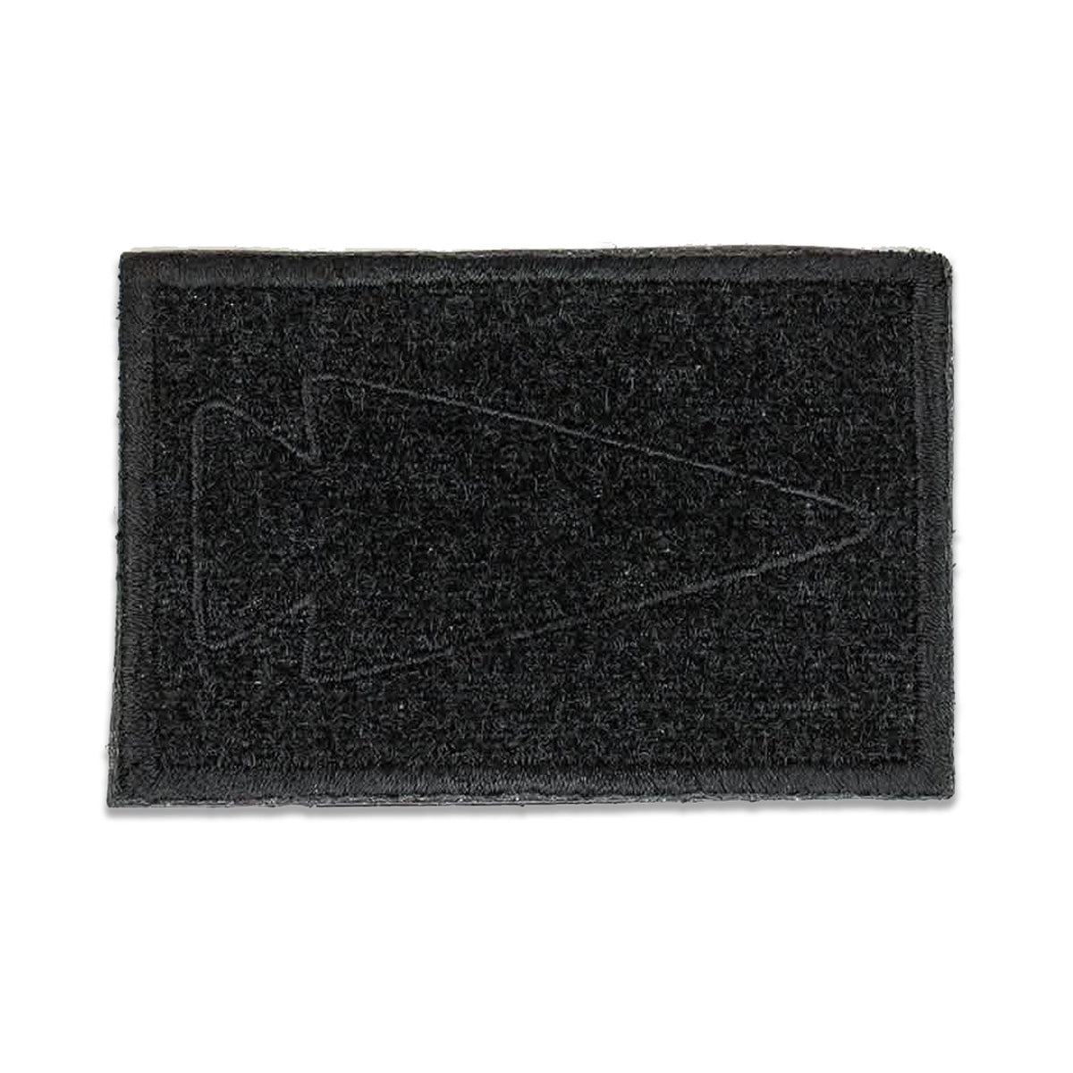 The Magnet - Velcro (Loop) Spearhead Patch is a black rectangular patch embossed with an arrowhead design and features a VELCRO loop for easy attachment.