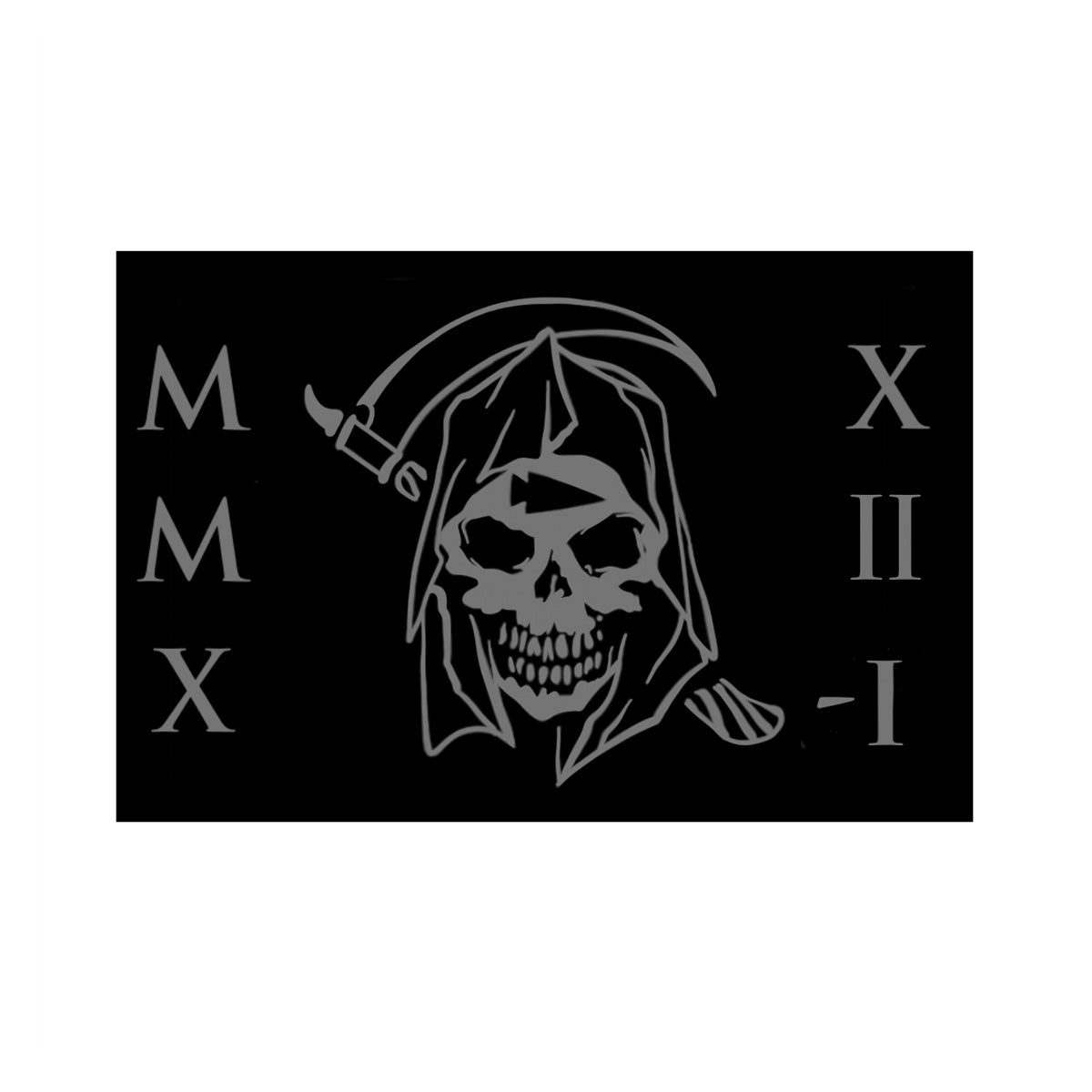 An illustration of a skull with hood and sickle, flanked by Roman numerals "MMX" and "XII-I" on a black background, evokes the bold design typical of the 2022 GORUCK TRIBE patch.