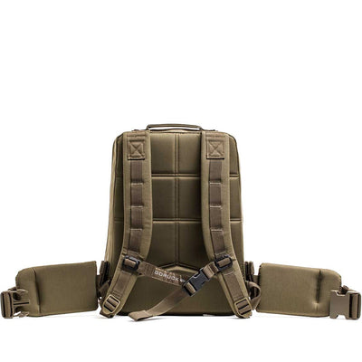 The Rucker 4.0 olive green backpack features padded straps, a waist belt, and a quilted back panel for comfort and support, making it an excellent versatile training tool.