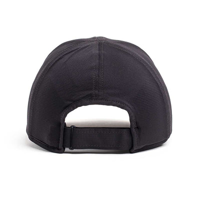 Back view of the Performance Running Hat - ToughMesh in black, featuring an adjustable strap.