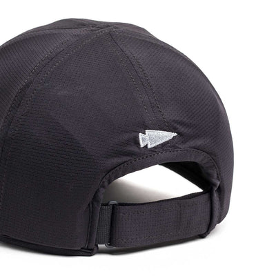 Discover style and comfort with our Performance Running Hat - ToughMesh, featuring an arrow logo and adjustable strap. Made from premium Italian fabric, it offers a sleek look and is one of the lightest hats you'll wear.