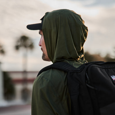 Detail of Men's Sun Hoodie - ToughMesh in Ranger Green