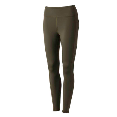 Explore the olive green Women’s Training Leggings Pocket made with ToughFlex fabric by GORUCK. These high-waisted leggings feature a sleek, minimalist design and seamless finish, providing a fitted silhouette that is ideal for both workouts and casual outings, ensuring comfort and style with their smooth, stretchy feel.