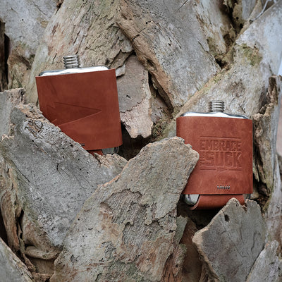 Leather Wrapped Flask - Built By Scars