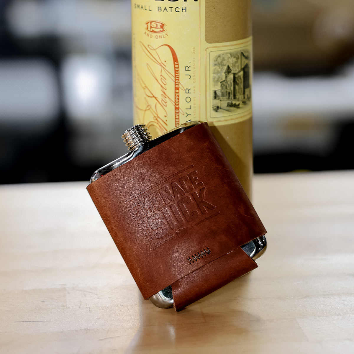 Leather Wrapped Flask - Built By Scars