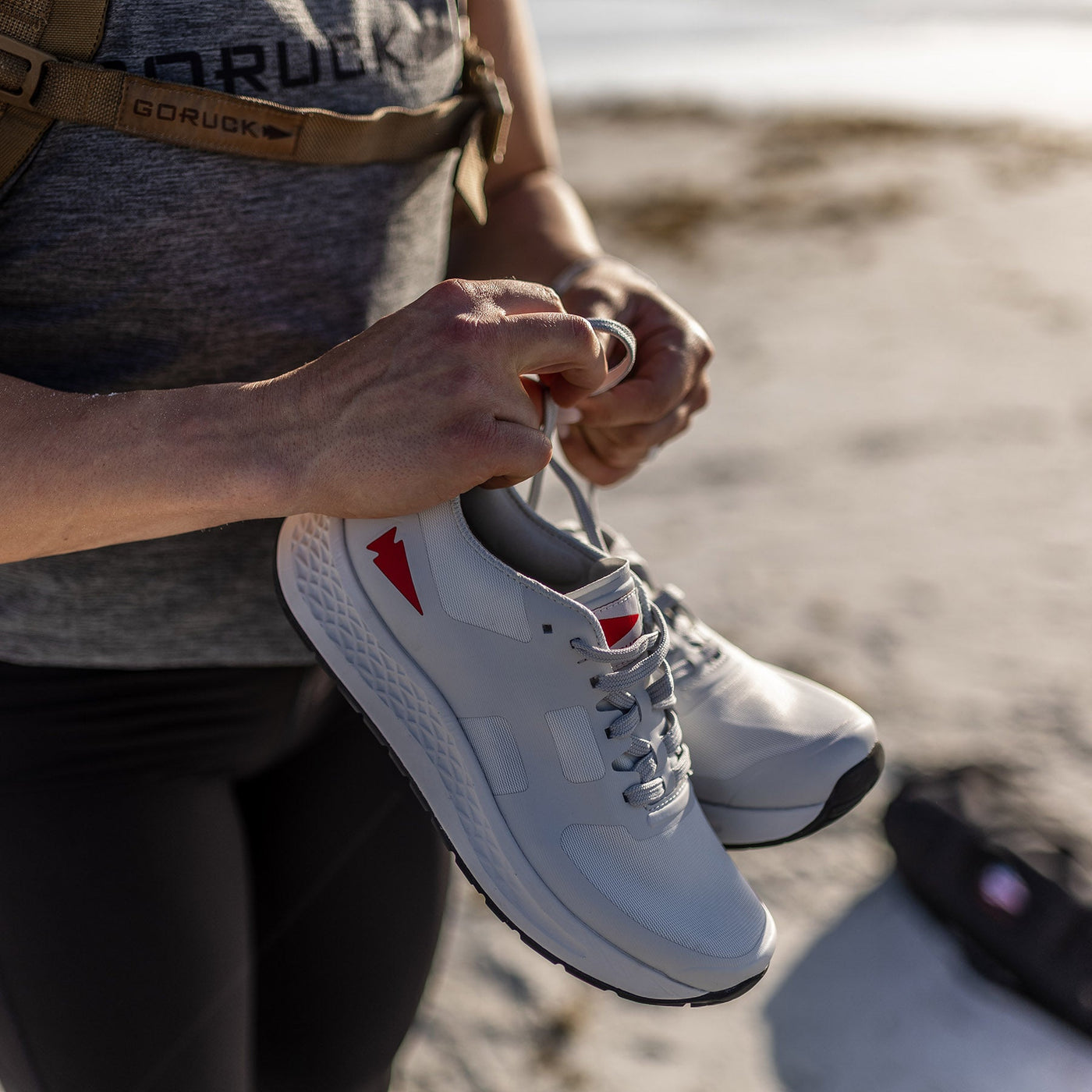 Women's Rough Runner - Light Grey + Red