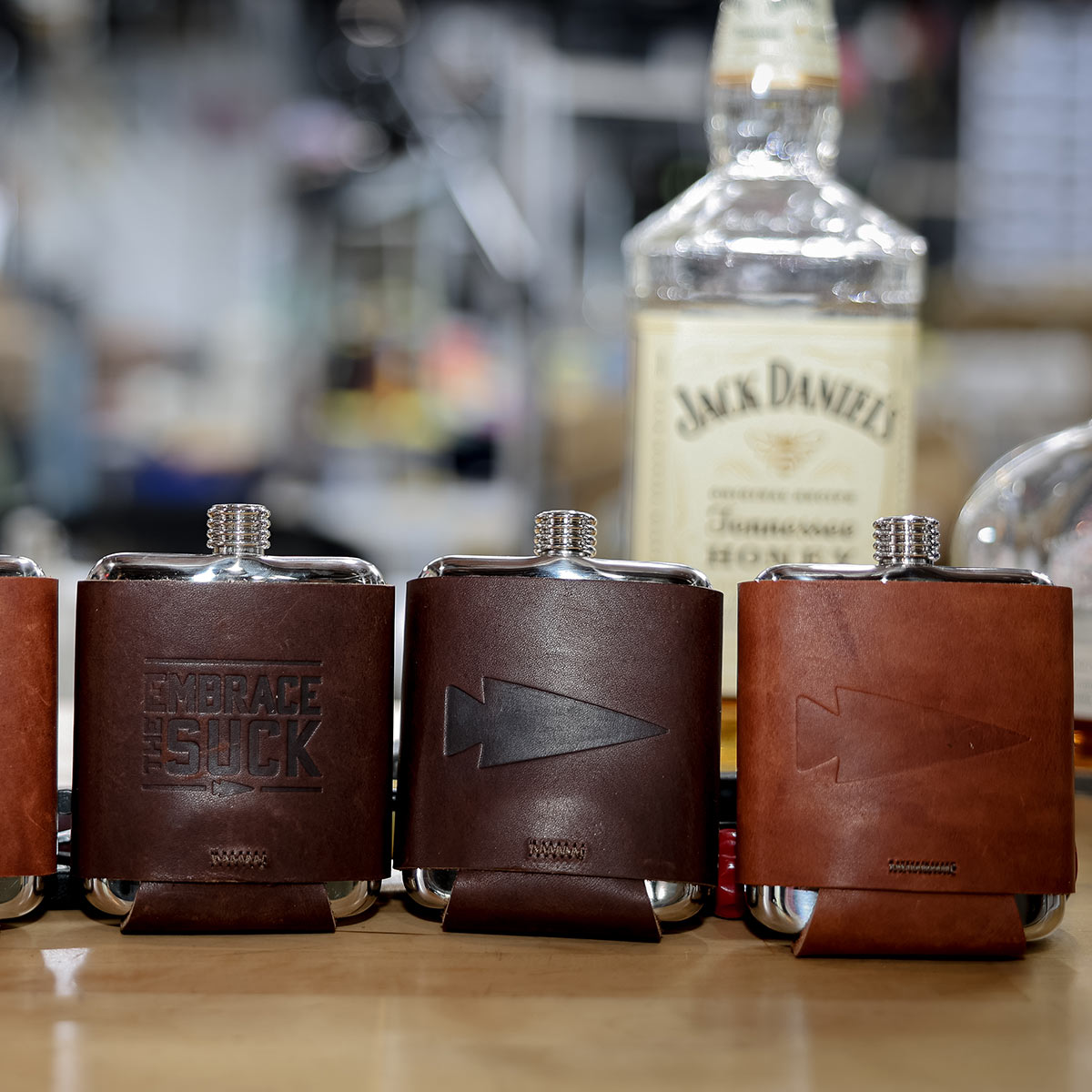 Leather Wrapped Flask - Built By Scars