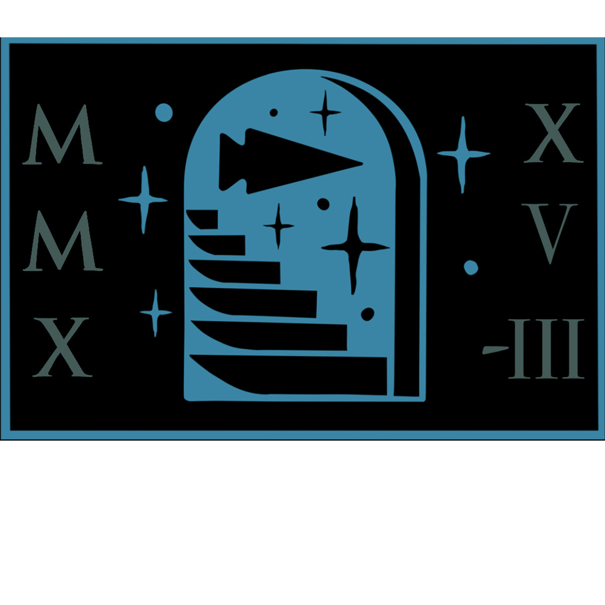 The "Tribe 'n Training" artwork features abstract blue stairs and a door on a black background, adorned with Roman numerals and stars. This composition symbolizes community-building, with each element contributing to the tribe's harmonious essence.